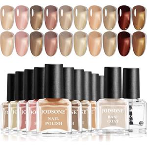JODSONE Set Smalto Jelly, 10 Colori con Base e Top Coat, Asciugatura Rapida, Alta Lucentezza, Trasparente in Ambra, Grigio, Rosso, Nudo, Regalo per le Feste