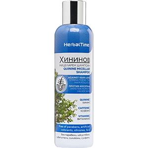 Herbal Time Shampoo anticaduta per donne e uomini, estratto di chinino, naturale, senza solfati, 200 ml, ispessisce e nutre cuoio capelluto e follicoli
