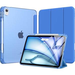 MoKo Cover per iPad Air 11 Pollici Case (M4/M3/M2) 2026/2025/2024, iPad Air 5a/4a Gen 10,9" 2022/2020 con Portapenna, Cover Trifold Sottile e Leggera con Retro in PC Rigido Traslucido, Blu Cobalto