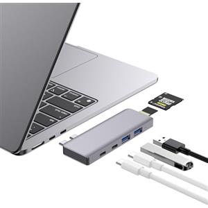 ZanBix USB C Hub, 6-in-2 USB C Adattatore per MacBook Pro Air Thunderbolt 4 Dock 100W PD, 40Gbps, USB-C 3.0, 2 USB-A 3.0, Lettore Schede SD/TF, Compatibile con MacBook Pro Air M1/M2/M3/M4