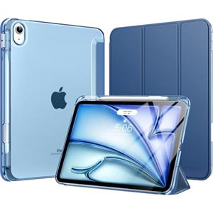 MoKo Cover per iPad Air 11 Pollici Case (M4/M3/M2) 2026/2025/2024, iPad Air 5a/4a Gen 10,9" 2022/2020 con Portapenna, Cover Trifold Sottile e Leggera con Retro in PC Rigido Traslucido, Denim