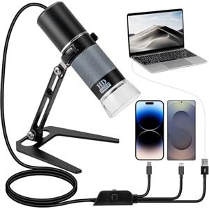 Ninyoon Microscopio Digitale USB Alta Definizione 1080P Per iPhone iPad Android PC, 50-1000X HD Microscopio Portatile con luce per le piante moneta tricomi saldatura pelle Scalp