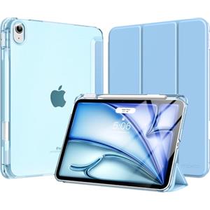 MoKo Cover per iPad Air 11 Pollici Case (M4/M3/M2) 2026/2025/2024, iPad Air 5a/4a Gen 10,9" 2022/2020 con Portapenna, Cover Trifold Sottile e Leggera con Retro in PC Rigido Traslucido, Azzurro Cielo