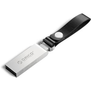 ORICO Chiavetta USB 32 GB USB 2.0, Pen Drive Metallo Argentato con Cordoncino in Pelle, Velocità di Trasferimento 20 MB/s, Penna USB Memoria Esterna per PC, Laptop, Notebook, Smartphone