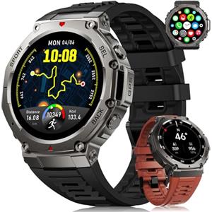 LIGE GPS Smartwatch Uomo DM3, Corpo in Acciaio Inox,5ATM Impermeabile Orologio Fitness con 110+ Modalità Sport/24H Monitoraggio,500mAh,AMOLED,Chiamate Bluetooth Orologio Militare Uomo per Android iOS