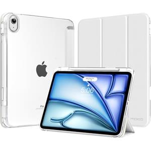 MoKo Cover per iPad Air 11 Pollici Case (M4/M3/M2) 2026/2025/2024, iPad Air 5a/4a Gen 10,9" 2022/2020 con Portapenna, Cover Trifold Sottile e Leggera con Retro in PC Rigido Traslucido, Bianco