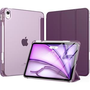MoKo Cover per iPad Air 11 Pollici Case (M4/M3/M2) 2026/2025/2024, iPad Air 5a/4a Gen 10,9" 2022/2020 con Portapenna, Cover Trifold Sottile e Leggera con Retro in PC Rigido Traslucido, Viola Scuro
