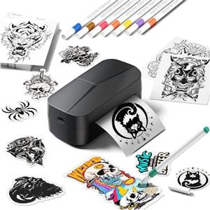 Phomemo TK32 Stampante Tatuaggi Temporanei Kit, Tatuaggi Temporanei Personalizzati con 50 Pogli, 8 Pennarelli, Tattoo Temporanei per Uomo e Donna, Attività Creative, Per Feste, Eventi, Regalo