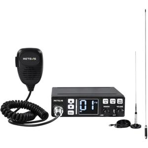 Retevis MB63 Radio CB Kit Completo con Antenna, Display LCD, AM/FM, ANL, Funzione PA, VOX, SQ/ASQ, EMG CH9/19, CB Radio Mobile per Auto (1 Pz, Nero)