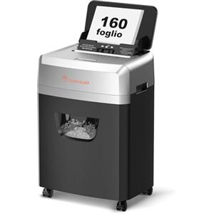 Bonsaii Distruggidocumenti con alimentazione automatica per 160 fogli, taglio a croce P-4, 60 minuti di funzionamento continuo, scatola di scarico da 23 litri, per uso ufficio C290-A