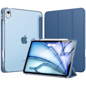 MoKo Cover per iPad Air 11 Pollici Case (M4/M3/M2) 2026/2025/2024, iPad Air 5a/4a Gen 10,9" 2022/2020 con Portapenna, Cover Trifold Sottile e Leggera con Retro in PC Rigido Traslucido, Blu Mare Scuro