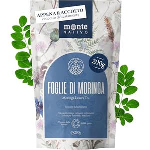 Monte Nativo Tè di Moringa Monte Nativo (200 g) - 100% Puro e Naturale Senza Additivi - Come Tè alle Erbe o Regalo - Aromatico Ayurvedico - Alla Frutta - Caldo o Freddo