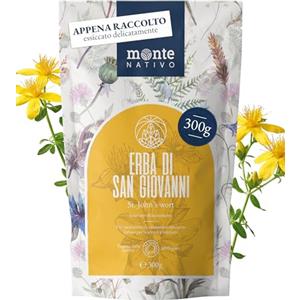 Monte Nativo Erba di San Giovanni Monte Nativo (300g) - Erbe aromatiche senza additivi - Infusi e tisane per la tazza di tè più deliziosa - Raccolte ed Essiccate Delicatamente - Tè alle erbe aromatico - Herbal Tea