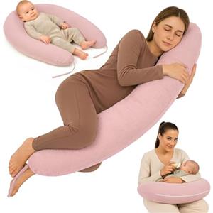 Totsy Baby Cuscino allattamento e gravidanza Mussola 190cm - Guanciale laterale corpo per dormire sul fianco Supporto perfetto per il riposo e il relax Ideale per maternità e futuro mamme Forma a C Oeko-Tex