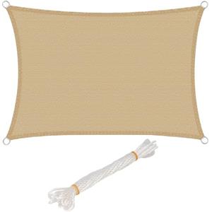 WOLTU Vela Ombreggiante 4x6m in HDPE 180 g/m² Traspirante Tenda a Vela Parasole Rettangolare Protezione Solare Respirante Anti UV Giardino Esterni Sabbia