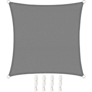WOLTU Vela Ombreggiante 2x2m in HDPE 180 g/m² Traspirante Tenda a Vela Parasole Quadrato Protezione Solare Respirante Anti UV Giardino Esterni Grigio