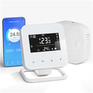 BEOK CONTROLS Termostato wifi Adatto per caldaie a gas e valvole termostato Programmabile giornaliera alimentato tramite USB e batteria compatibile con Alexa e Google Assistant - controllo Tuya