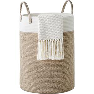 YOUDENOVA Cesto Portabiancheria Intrecciato per Giocattoli,Cesto Biancheria Sporca con Maniglia Cotone, Cesta Decorativa per Vestiti 58L Marrone