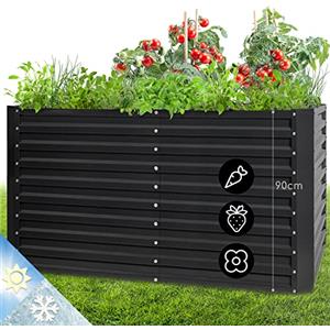 blumfeldt Aiuola Rialzata in Metallo da Giardino, Fioriera da Esterno per Erbe, Fiori, Frutta e Verdura, Kit Cassone di Coltivazione in Acciaio 1800L, Resistente alle Intemperie e Antiruggine, 2m