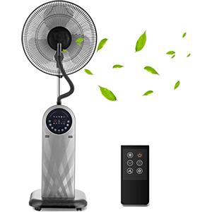 Aigostar Ventilatore nebulizzatore interno Silenzioso, 95W con telecomando, Timer programmabile fino a 8 ore, funzione ionica, display LED - Forest Mist