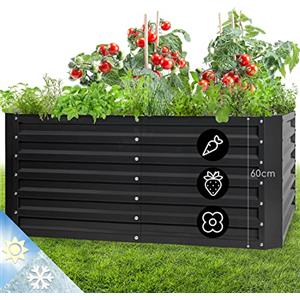 Blumfeldt Fioriera da Esterno, Orto Verticale Rialzato per Balcone e Giardino, Mini Orto per Piantine, Giardino Verticale, Impermeabile 432L, 120 x 60 x 60cm (Argento)