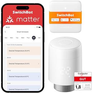 SwitchBot Termostato smart per termosifone con supporto Matter (Combo), Bluetooth e controllo da App e timer, risparmio energetico, installazione facile, compatibile Alexa, Apple Home