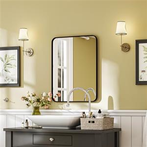 HOMCOM Specchio Bagno 60x80 cm, Specchio da Parete con Cornice in Metallo e Gancio per Appensione Facile per Ingresso, Corridoio, Soggiorno