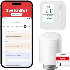 SwitchBot Termostato smart per termosifone con pannello Combo: controllo da app e timer, risparmio energetico, installazione facile, compatibile con Alexa, Apple Home e Home Assistant (richiede Hub)