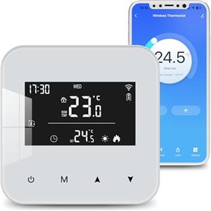BEOK CONTROLS Termostato programmabile giornalmente alimentato a batteria,adatto per caldaie a gas a 2 fili dotate di sistema.compatibile con Google Assistant e Alexa. controllabile da TUYA o Smart Life.