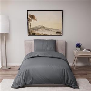 Dreamzie Copripiumino Singolo 135x200 cm con 1 Federe 80x80 cm - Grigio Scuro - Set Copripiumino Singolo 135x200