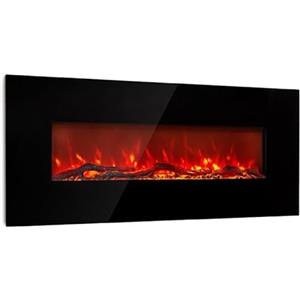 Klarstein Camino Elettrico da Incasso, Caminetto da Parete 1600 W, Con Spazio per Legna, Fuoco Finto LED, a Basso Consumo con Telecomando e Timer
