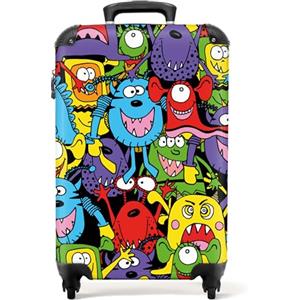 NoBoringSuitcases.com Valigia Bambini, Trolley Bambini, Valigia Per Bambini, Trolley Per Bambini da Viaggio, Trolley a Mano Bambini, Trolley Bagaglio a Mano 55x40x20 cm (Motivo mostri - Multicolore)