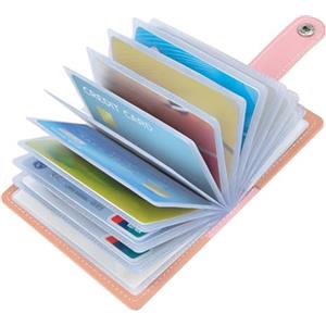 OSDUE Porta Carte di Credito Pelle PU, Portafoglio RFID/NFC Secure Protection con 26 Scomparti Antitaccheggio, Porta Tessere, Portafoglio Slim da Uomo e Donna per ID, Banca e Business, Rosa