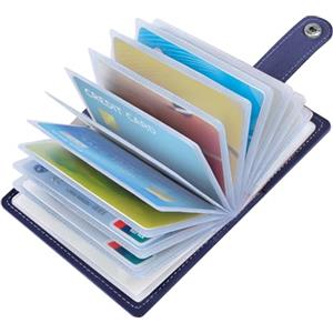 OSDUE Porta Carte di Credito Pelle PU, Portafoglio RFID/NFC Secure Protection con 26 Scomparti Antitaccheggio, Porta Tessere, Portafoglio Slim da Uomo e Donna per ID, Banca e Business, Blu Scuro