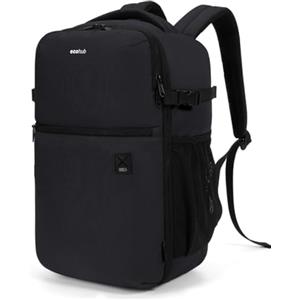 ECOHUB Zaino Ryanair 40x20x25, Zaino da Viaggio per Aereo per Laptop da 14 Pollici, Zaino Riciclato Resistente All'acqua Bagaglio a Mano per Scuola Lavoro e Trekking, 20L-Nero