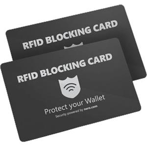 Nero RFID Blocker Card | Protezione NFC contro furto dati | Schermatura contactless per carte di credito, bancomat, ID e passaporto | Antisciping | Confezione da 2 | Nero