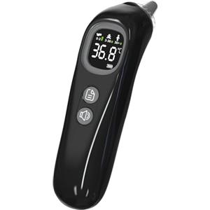 Femometer Family Termometro auriculare digitale di alta precisione, adatto per bebè, bambini e adulti, Tecnologia Age Grouping, 32 registri di temperatura (nero)
