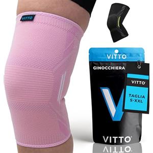 VITTO Ginocchiera Ortopedica - Tutore Ginocchio Legamenti Menisco - Ginocchiere Sportiva per Sollevamento Pesi e Corsa per Uomo e Donne (Rosa, XL)