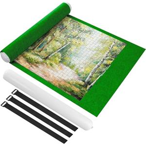 Ainiv - Tappetino per puzzle arrotolabile, 1500 pezzi, 116,8 x 66 cm, portatile, in feltro, con borsa da viaggio, per adulti e ragazzi, verde