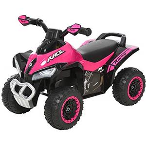 HOMCOM Macchina Cavalcabile per Bambini 18-36 Mesi in PP e Metallo, Mini Quad per Bambini a Spinta Manuale con Musiche Integrate, Fari Funzionanti e Manubrio Ampio, 67.5x38x44cm, Rosa