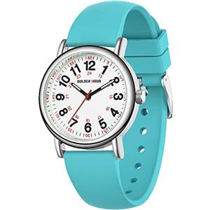 GOLDEN HOUR Orologio da Infermiere Impermeabile per Professionisti Medici, Studenti Donne Uomini - vari Colori Sfregamento, Quadrante Luminoso Facile da Leggere, 24 ore con Lancetta Dei Secondi