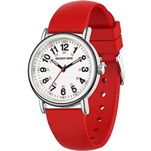GOLDEN HOUR Orologio da Infermiere Impermeabile per Professionisti Medici, Studenti Donne Uomini - vari Colori, Quadrante Luminoso, 24 ore con Lancetta Dei Secondi