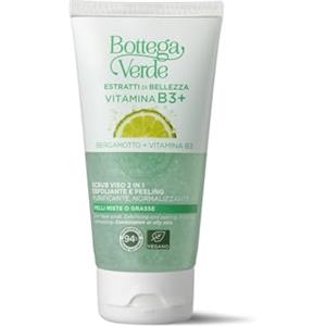Bottega Verde - Scrub Viso, 2 in 1, Estratti di Bellezza, 75 ml, Esfoliante e Peeling, per Pelli Miste o Grasse, con Bergamotto e Vitamina B4