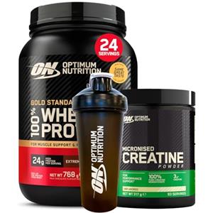 Optimum Nutrition Gold Standard 100% Whey Proteine Polvere Cioccolato al Latte 896g + Micronised Creatine Powder Creatina 317g + BORSONE + BORRACCIA