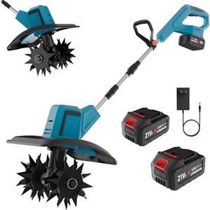 Xoeminor Motozappa a Batteria 550W, Motozappa Elettrica per Orto 20cm | Motore Brushless 550W, 2 Batterie 4.0Ah, Larghezza 20cm, 4 Lame In Acciaio, Manico Regolabile, Ideale Per Orto E Giardino