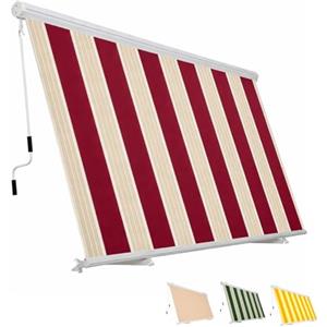Paluplus Tenda da Sole a Caduta Cassonata, Misura 300x250 cm, con Cassone di protezione e Braccetti Fermatenda, Telo Resistente 280 g/m², per Balcone e Terrazzo -5400F -9,3 (Bordeaux e Crema)