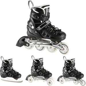 Nils Extreme Pattini in linea a LED 4 in 1, pattini a rotelle, con misura regolabile, 31-42, pattini in linea ABEC7, per bambini e adulti, per il tempo libero