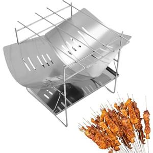 Generisch Barbecue pieghevole da falò - stufa a legna in acciaio | Barbecue rimovibile | Attrezzatura da campeggio all'aperto | Barbecue a carbonella per giardino escursionismo portatile da