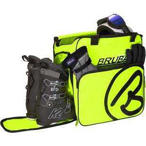 Brubaker Super Champion borsa porta scarponi da sci borsa da casco con portascarpe - giallo neon/nero