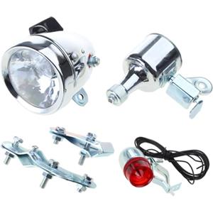 Xinsheinelry Bicicletta retrò motorizzata per bici con attrito 12V 6W generatore faro fanale posteriore kit portabici per auto